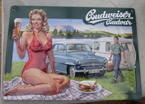 Retro blechschild budweiser - blechschild,