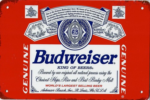 Blechschild budweiser 20x30cm - blechschild,